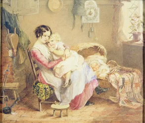 Drie kinderen in een rustieke interieur